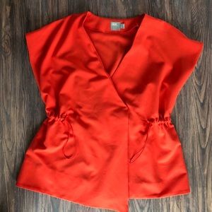 ASOS Drawstring Cinched Waist Top in Orange